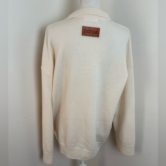 Parke Cashmere and Wool Polo Sweater In Cream Size L/XL - Picture 4 of 14